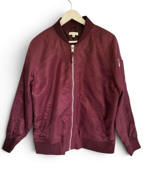 silence + noise Dusty Rose Satin Members Only Bomber Jacket Size M